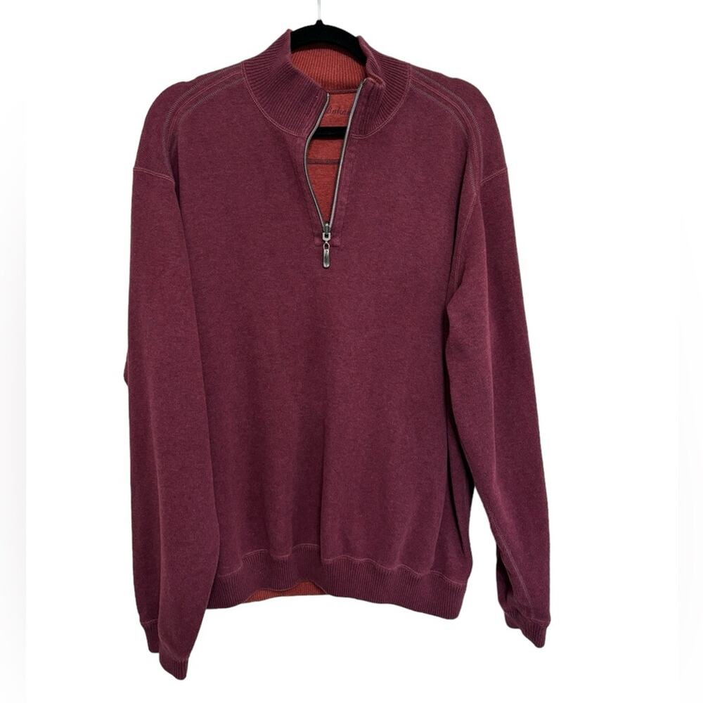 Tommy Bahama Men's Reversible Quarter-Zip 100% Cotton Pullover - Size L